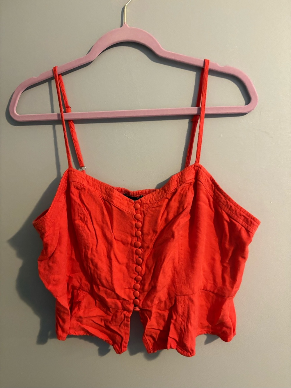 Forever 21 Red Button-Front Spaghetti Strap Camisole Top
